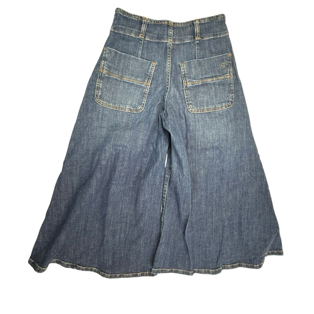 Pilcro Anthropologie Culotte Jeans Women 27 Wide Leg Crop Stretch Denim Boho - Picture 2 of 16